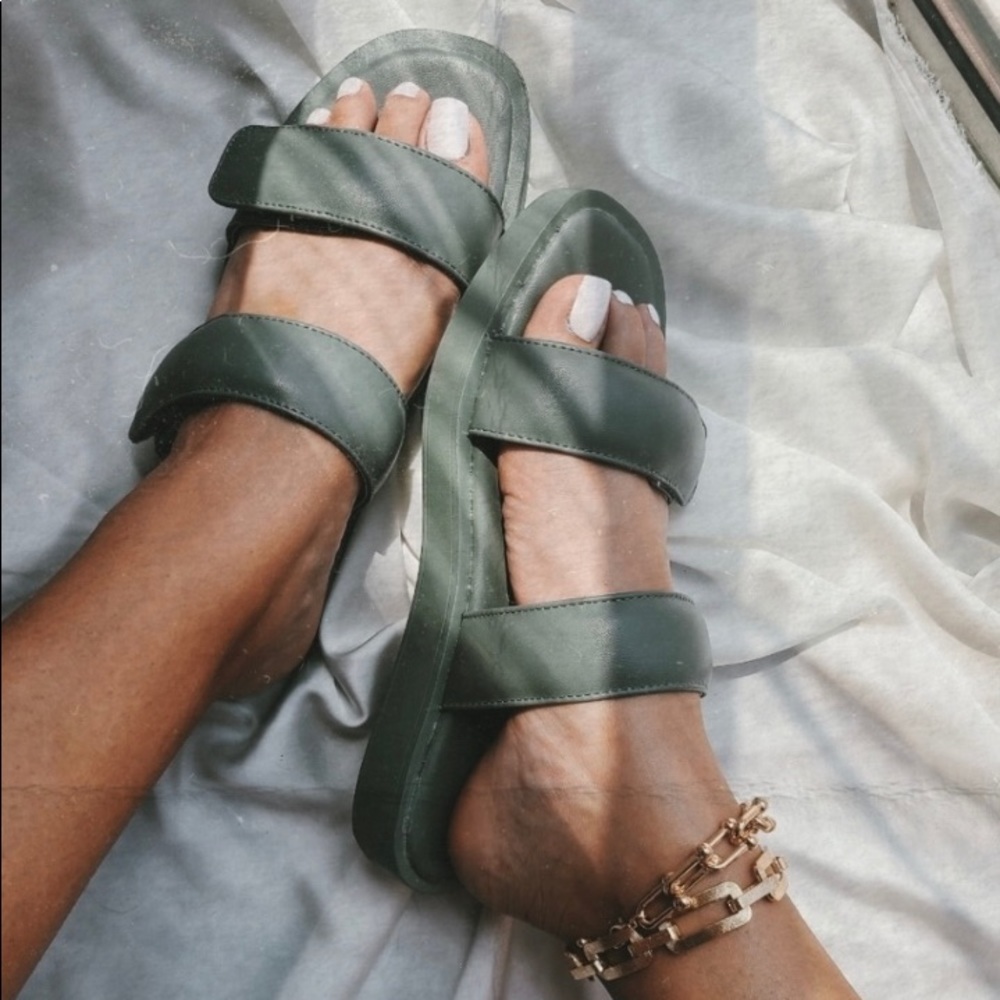 Olive Green Puffer Sandal